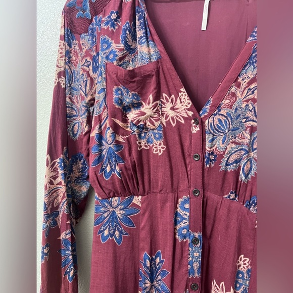 Free People Miranda Printed Midi Dress Size 4 - Picture 6 of 12